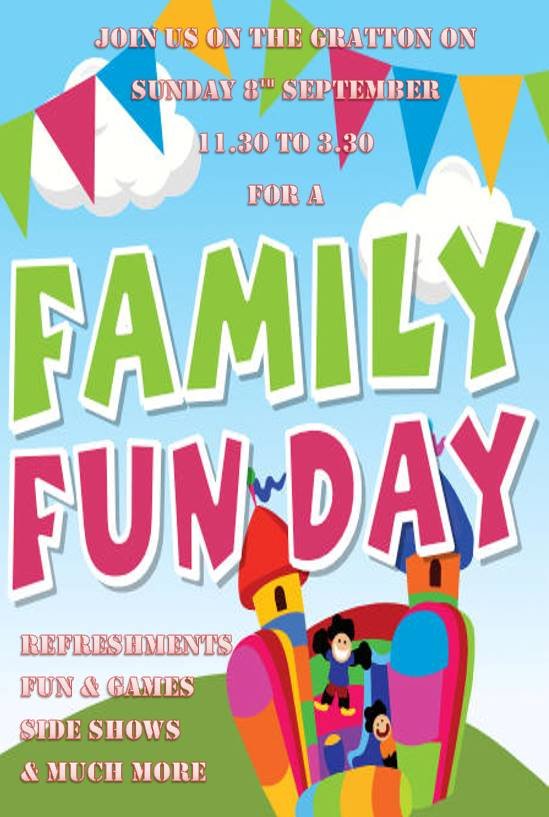 Family Funday - Sunday 8th September on the Gratton - FREE Entry