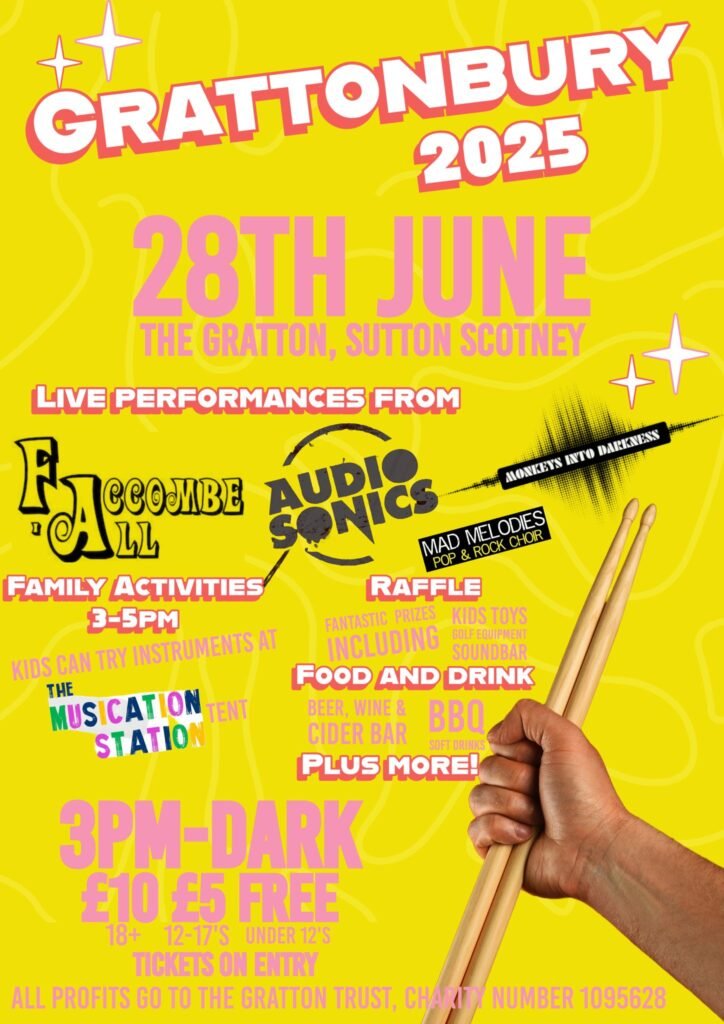 Grattonbury Music Festival. 28th June 2025 from 3pm.